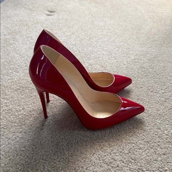 Louboutin Pigalle Red Patent Pointed-Toe Stilettos - Picture 6 of 8